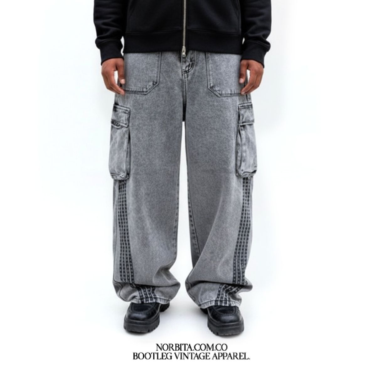 Norbita |Abyss Cargo Grey Baggy Jeans