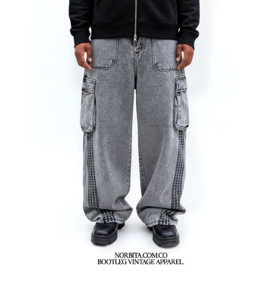 Norbita |Abyss Cargo Grey Baggy Jeans
