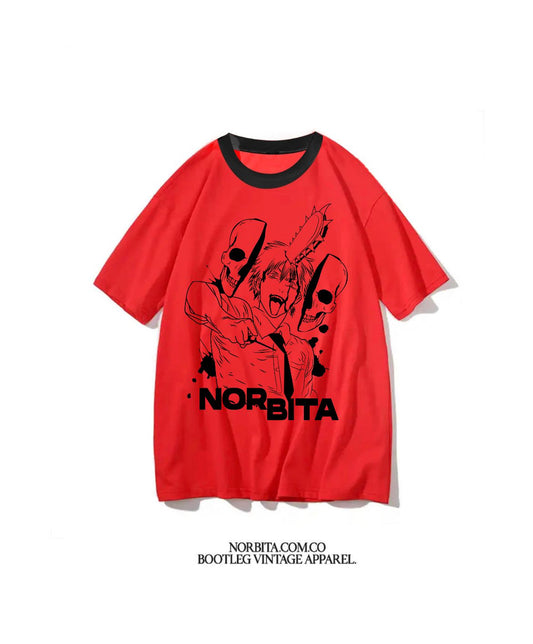 Norbita | S3 Skull Chainsawman T- Shirt Rojo