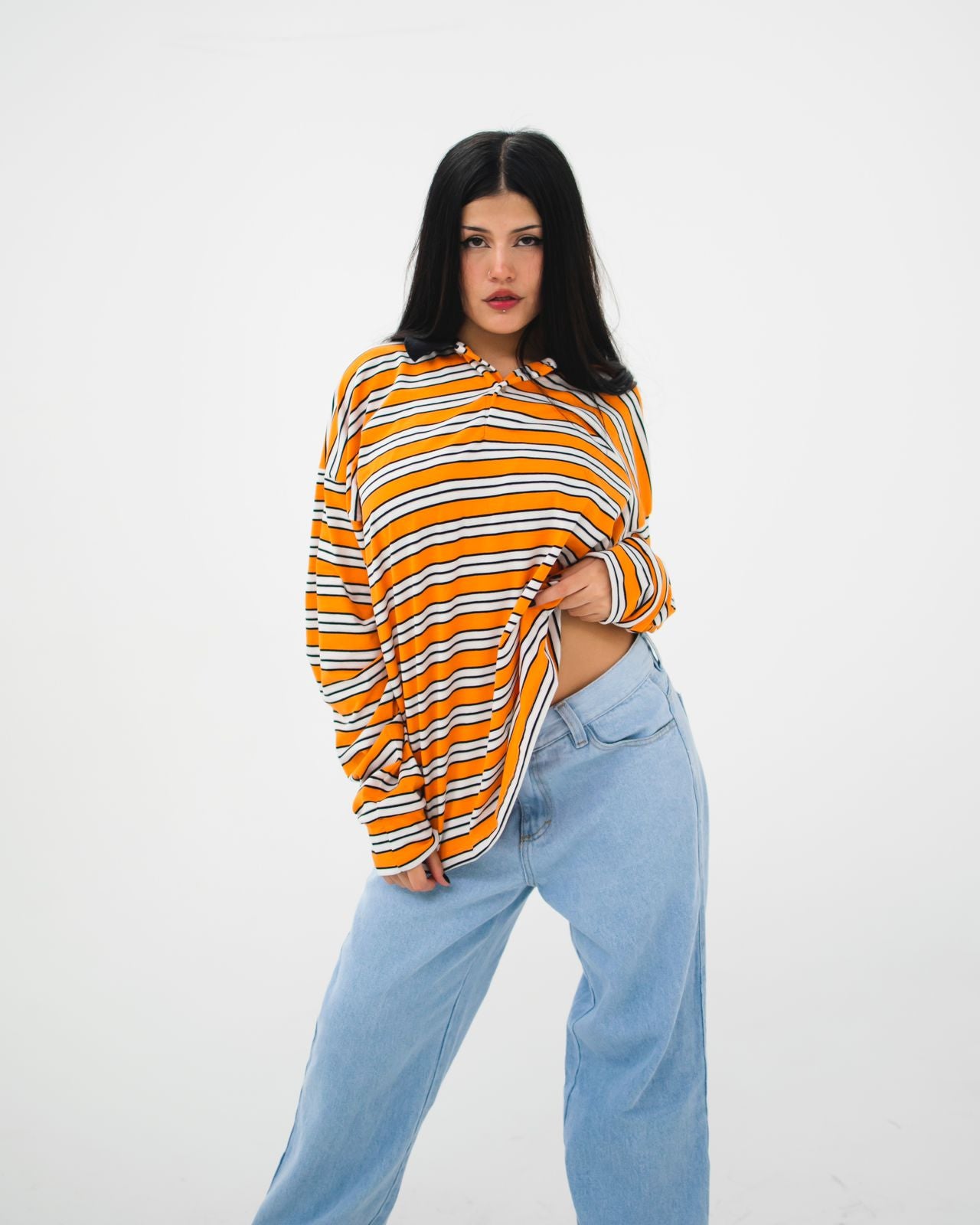 Norbita | Higher Naranja Long Sleeve Polo T-Shirt