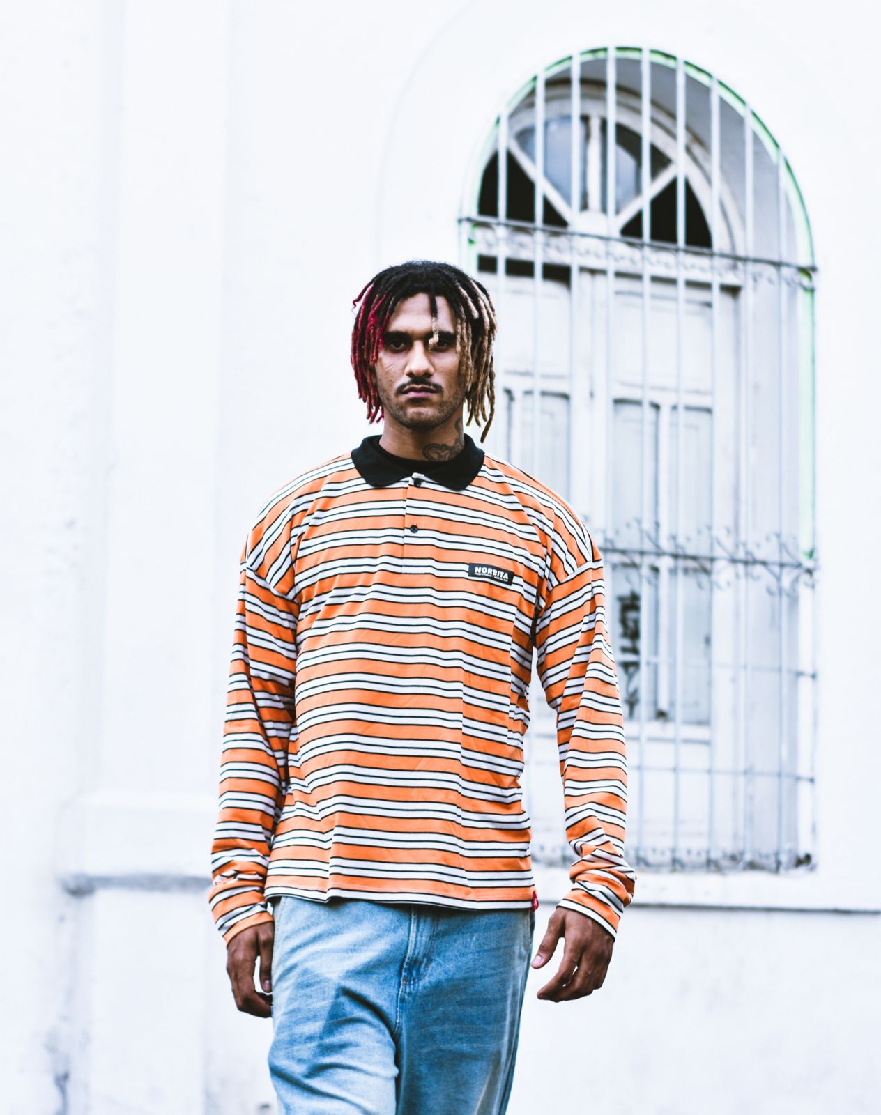 Norbita | Higher Naranja Long Sleeve Polo T-Shirt